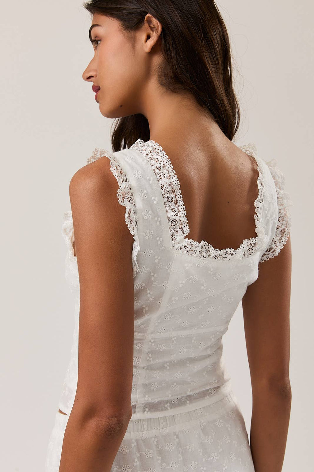 Square neck ruffle top