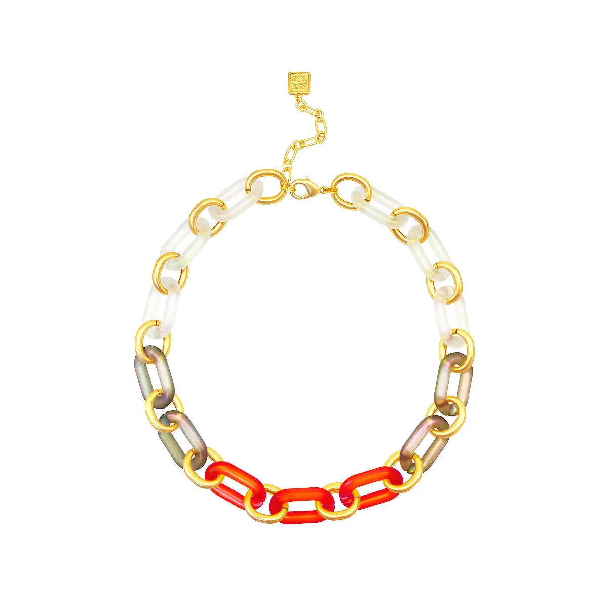 Multi-Color Resin Oval Links Collar Necklace