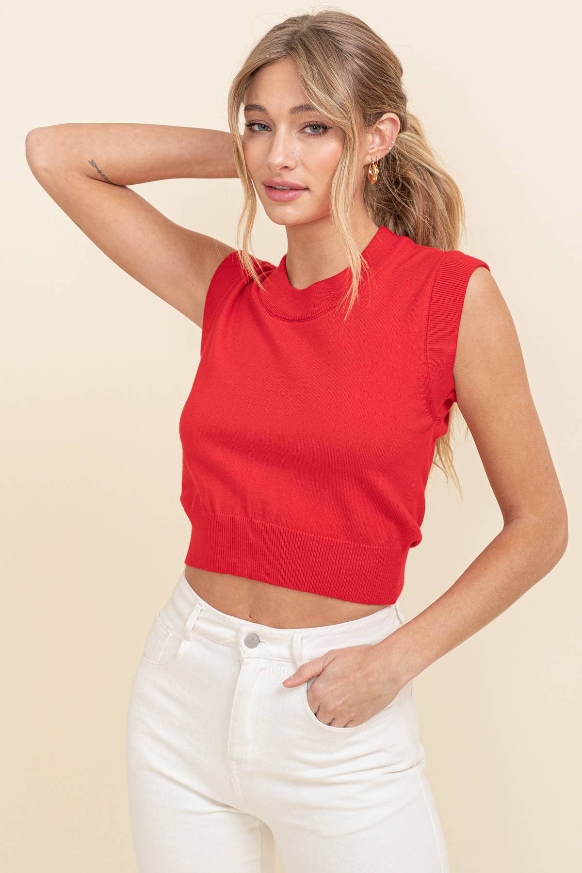 Women's Rib Neck Knit Sweater