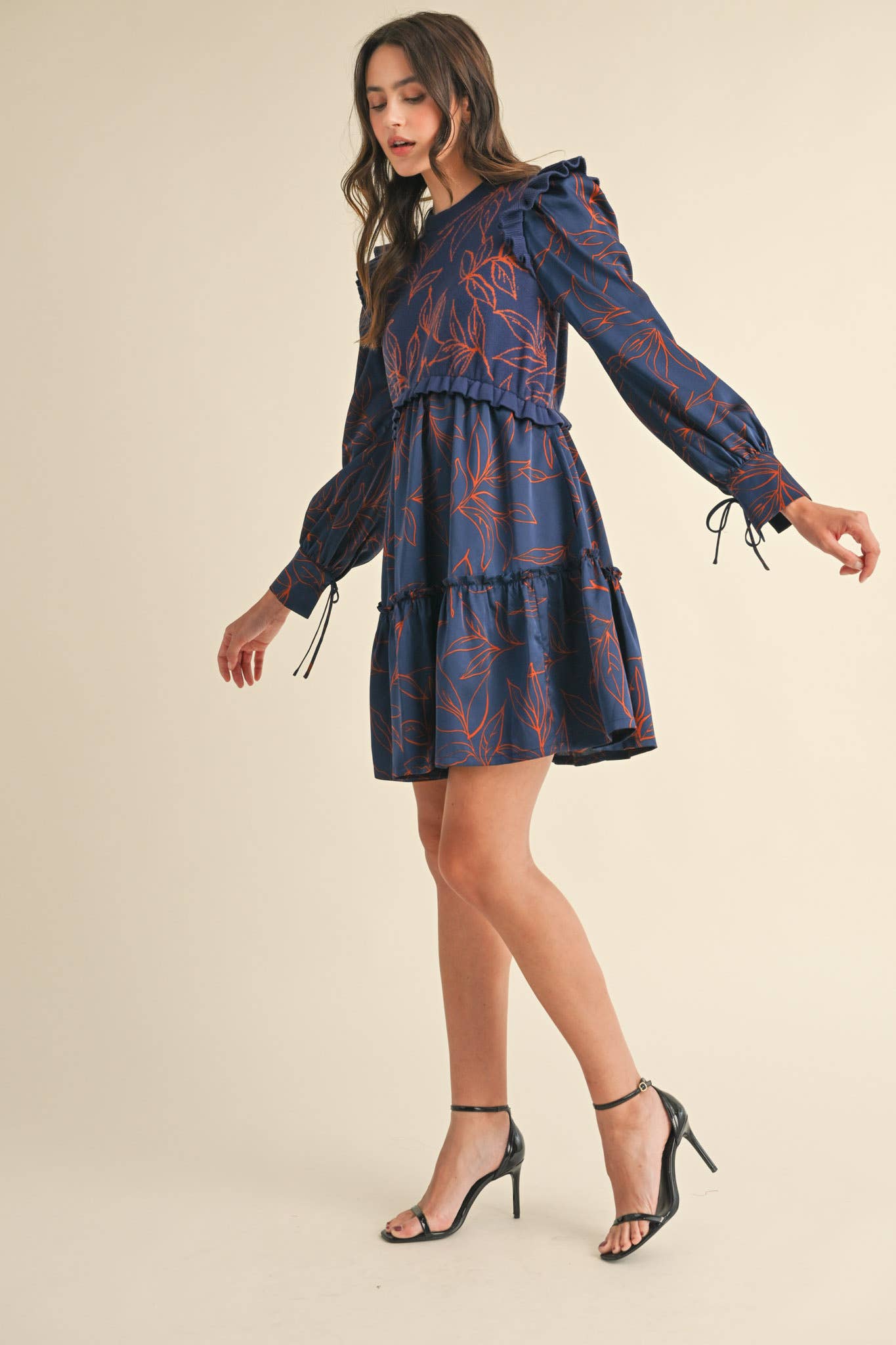 EXCLUSIVE PRINT MIXED MEDIA SWEATER DRESS