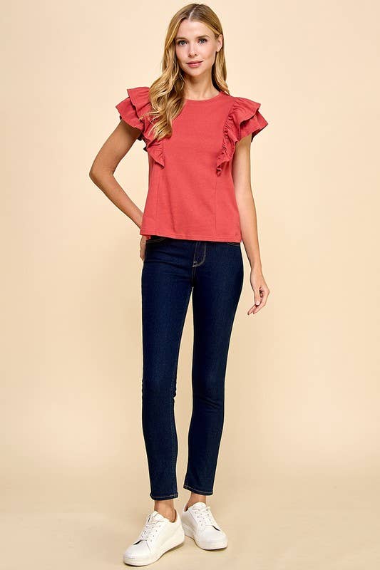 Ruffled Short Sleeve Top