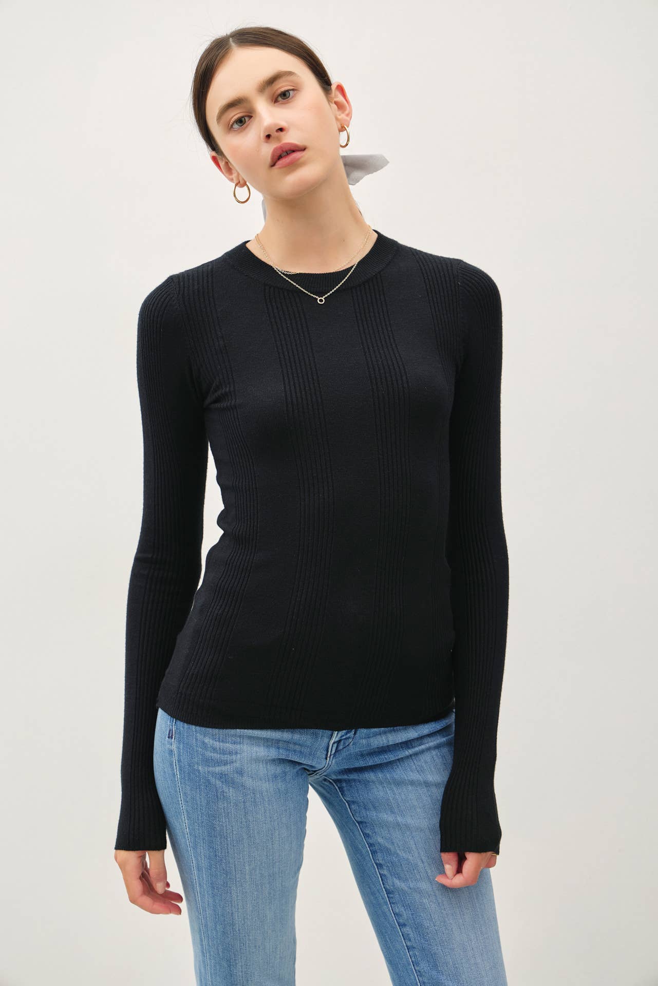 BASIC PATTERNED KNIT SWEATER