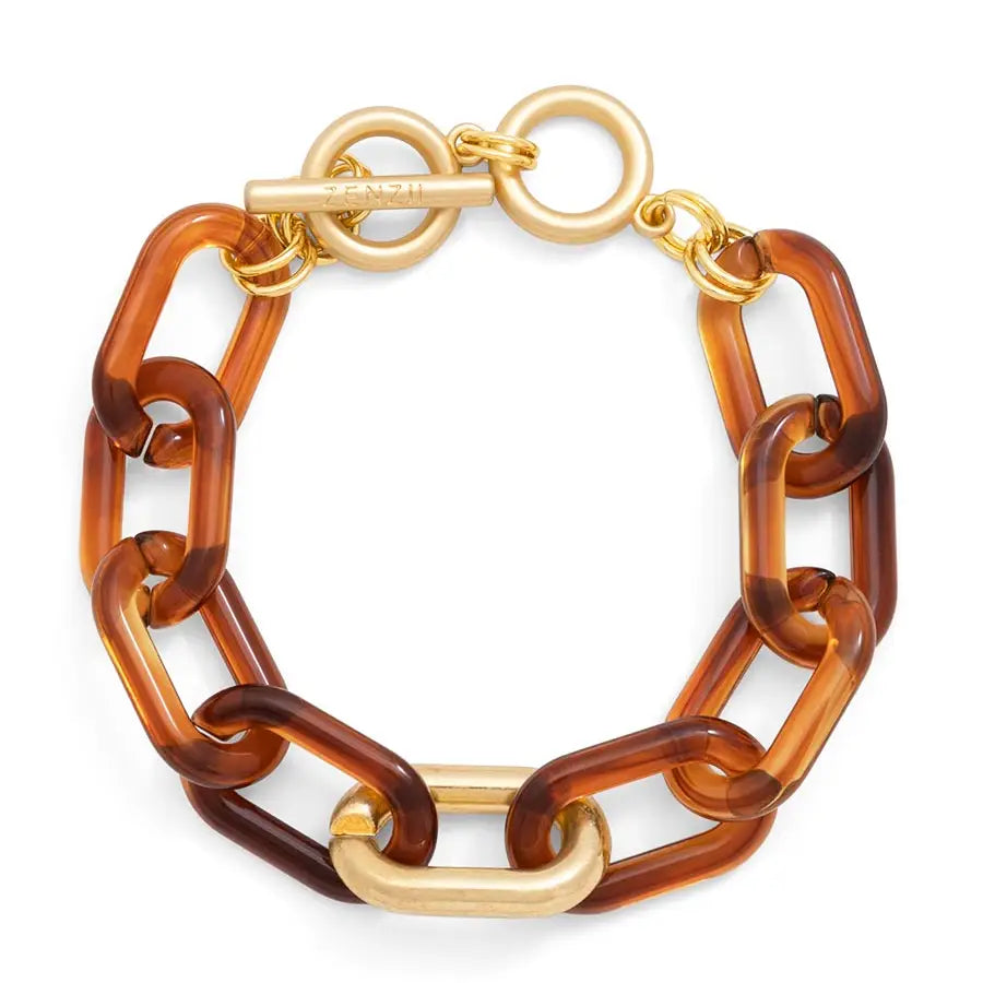 Tortoise & Metal Link Toggle Bracelet