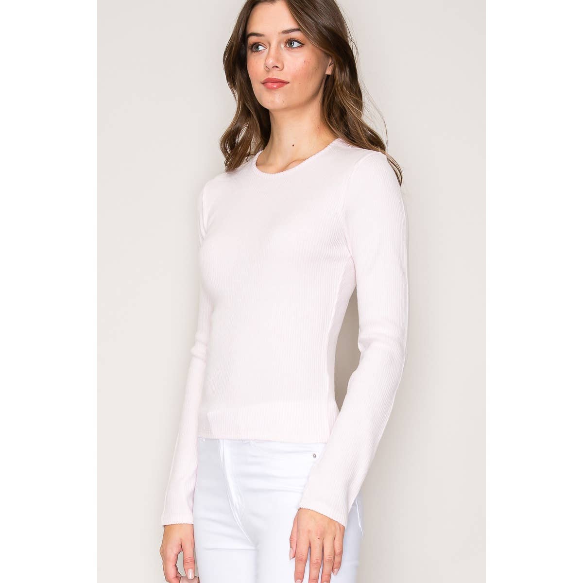 Crew Neck Long Sleeve Rib Top