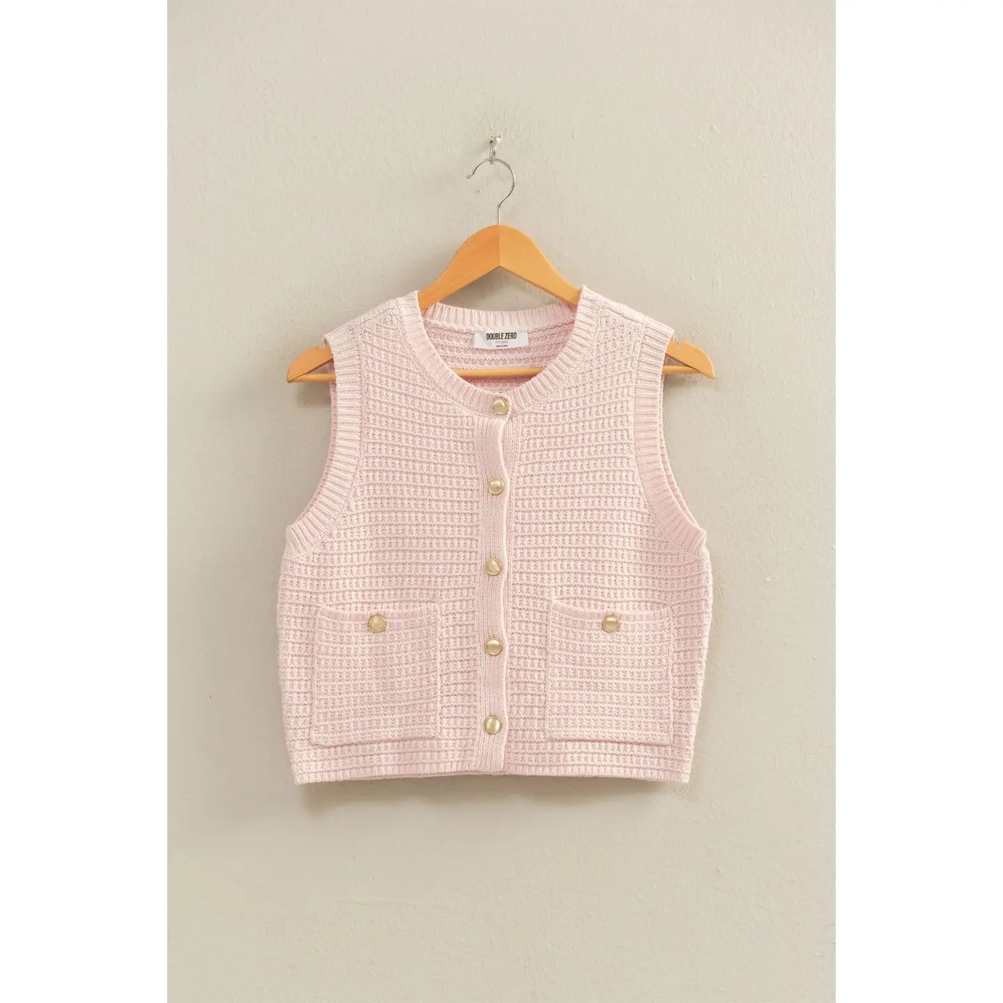 Textured Button-Front Vest with Pocket