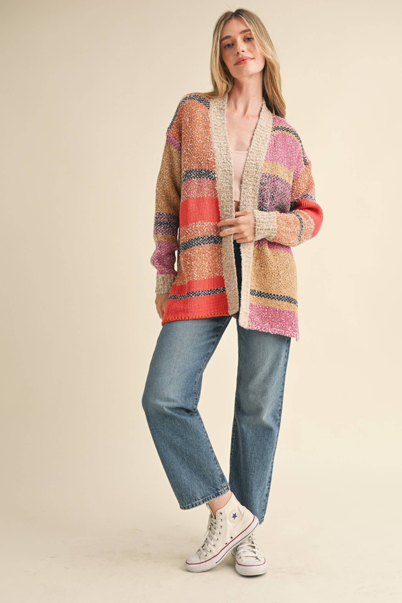 OVERSIZED COLOR BLOCK CARDIGAN MSW10038