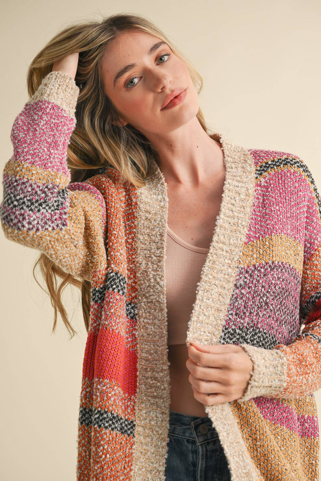 OVERSIZED COLOR BLOCK CARDIGAN MSW10038