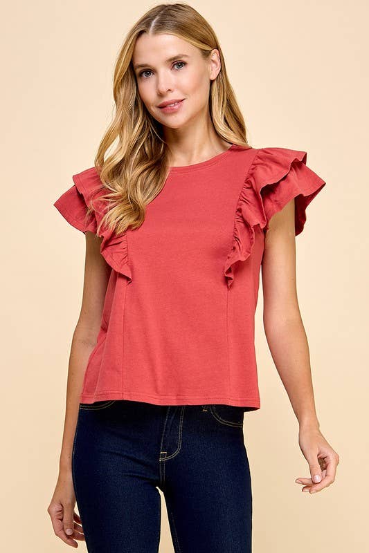 Ruffled Short Sleeve Top
