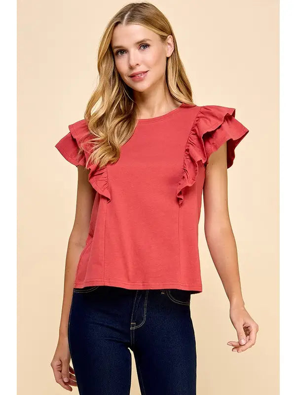 Ruffled Short Sleeve Top