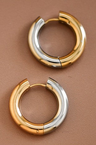 18k Waterproof Non-tarnish Stainless Steel Hoops