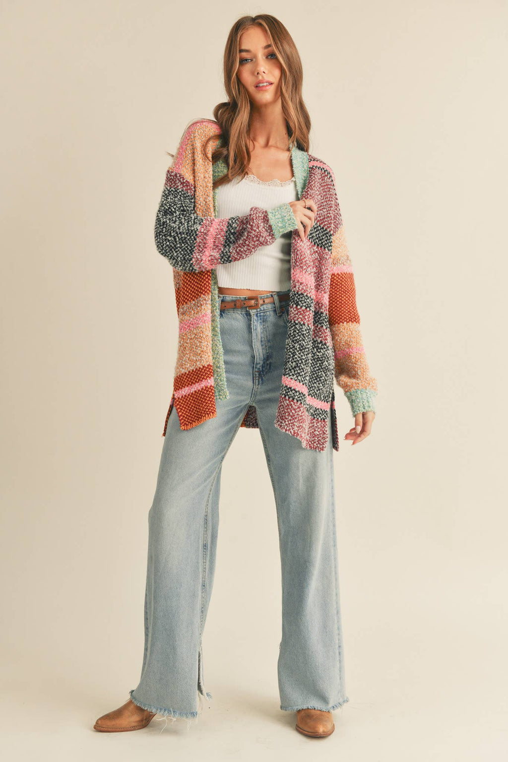 OVERSIZED COLOR BLOCK CARDIGAN MSW10038