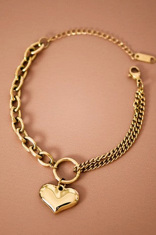 Dual Chain Heart Bracelet