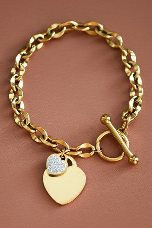 Crystal Heart Charm Bracelet