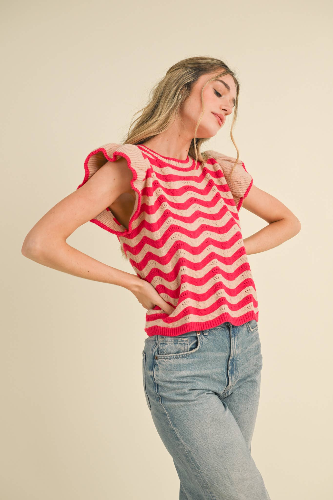 Wavy Stripe Sweater Top