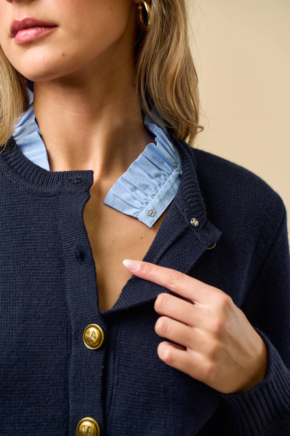 Button Down Cardigan Top with Gold Buttons