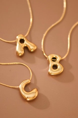 18k Non-tarnish Initial Bubble Necklace