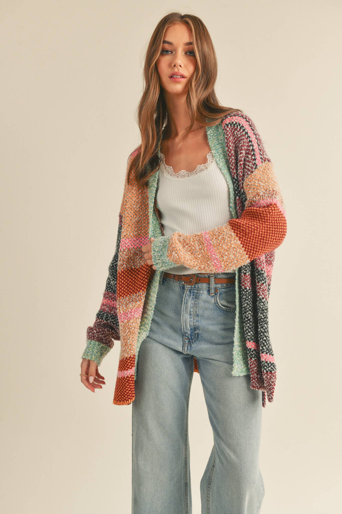 OVERSIZED COLOR BLOCK CARDIGAN MSW10038