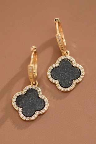 18k Waterproof Stainless Steel Clover Pearl Drops