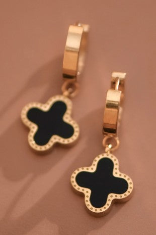 18k Waterproof Stainless Steel Clover Pearl Drops