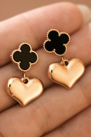 18k Waterproof Stainless Steel Clover Pearl Drops