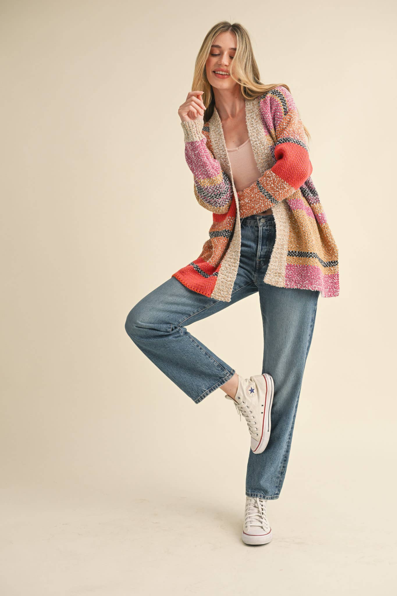 OVERSIZED COLOR BLOCK CARDIGAN MSW10038