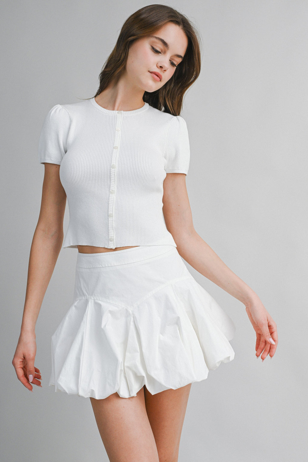 Ribbed Button Top