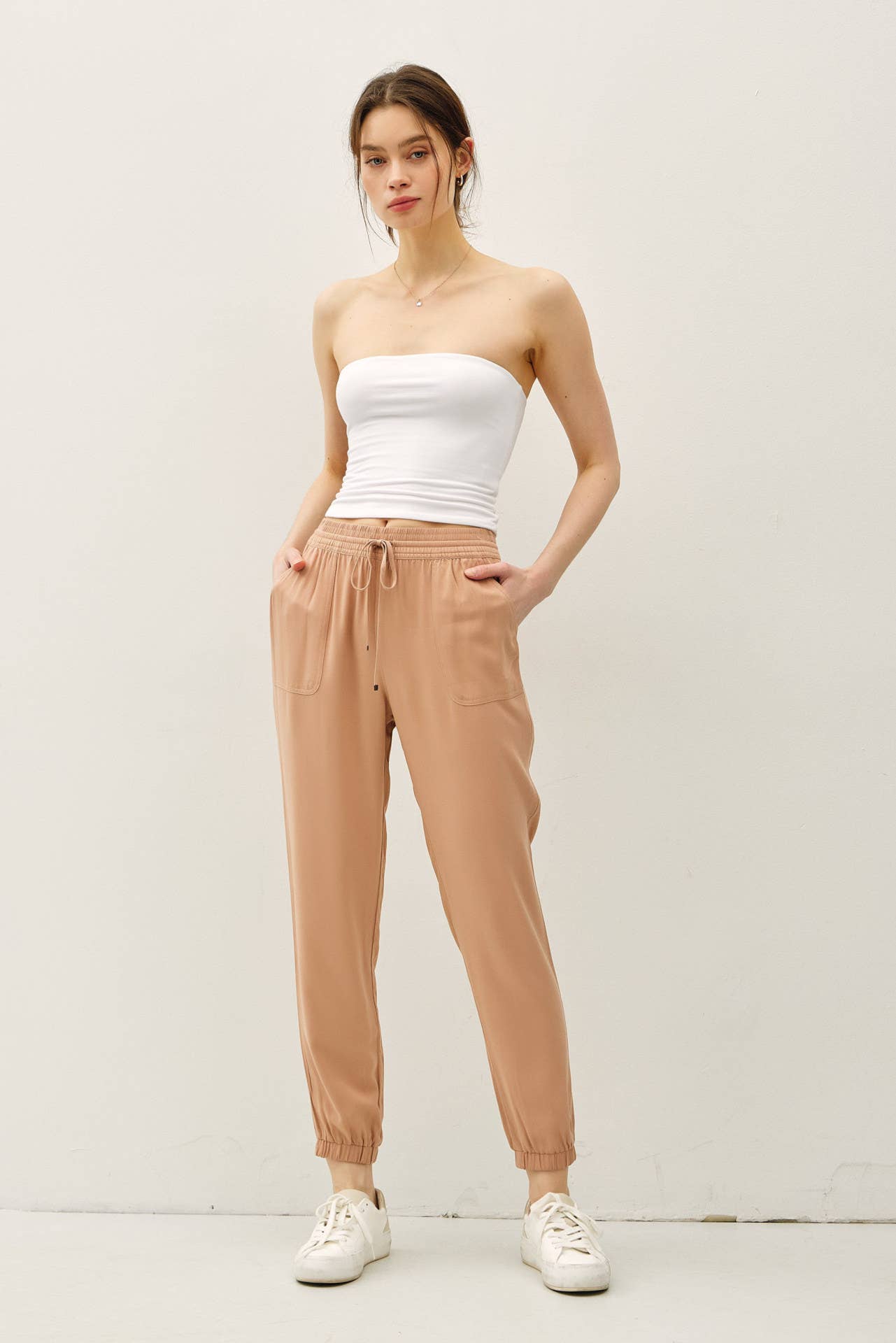 HIGH RISE ELASTIC DRAWSTRING JOGGER PANTS