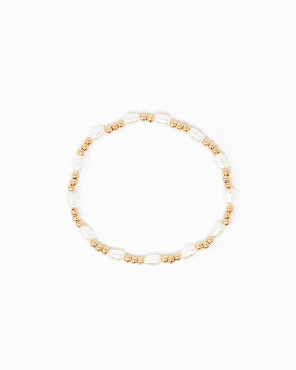 Oval Pearl Gold Ball Stretch Bracelet