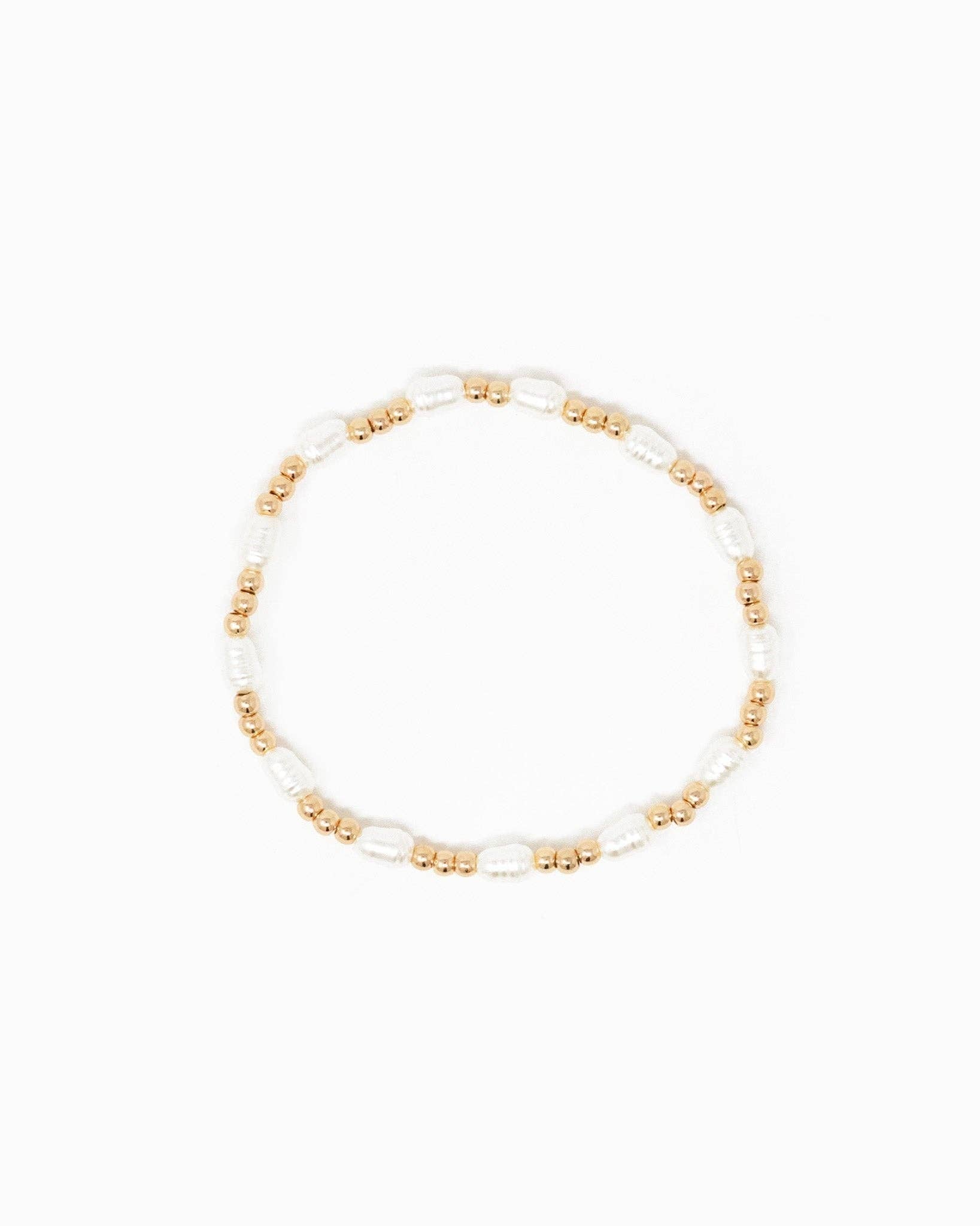 Oval Pearl Gold Ball Stretch Bracelet
