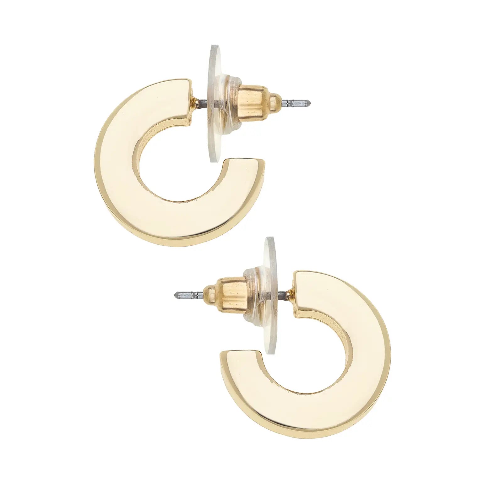 Emmy Small Flat Hoop Earrings in Shiny Gold