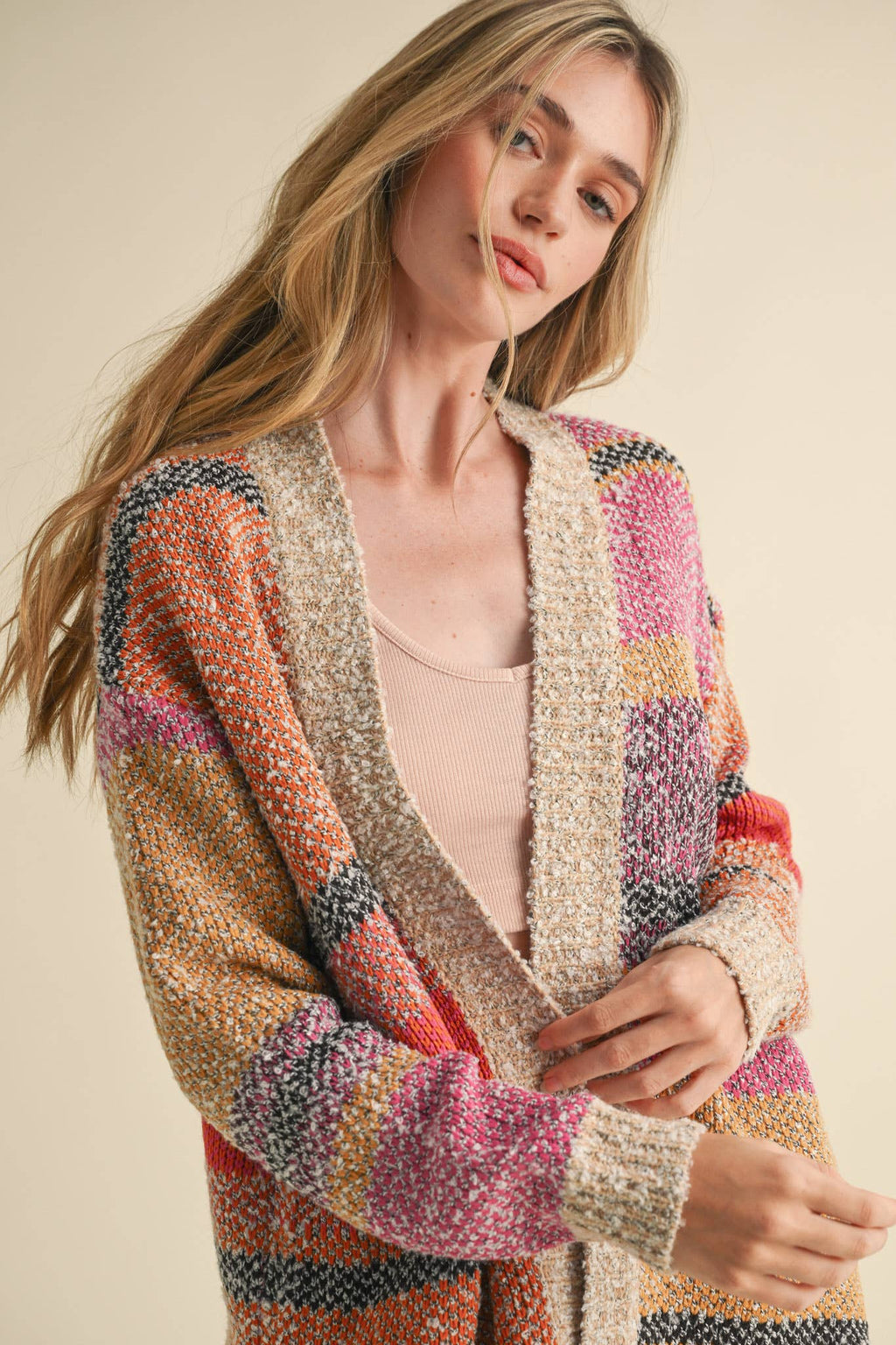 OVERSIZED COLOR BLOCK CARDIGAN MSW10038