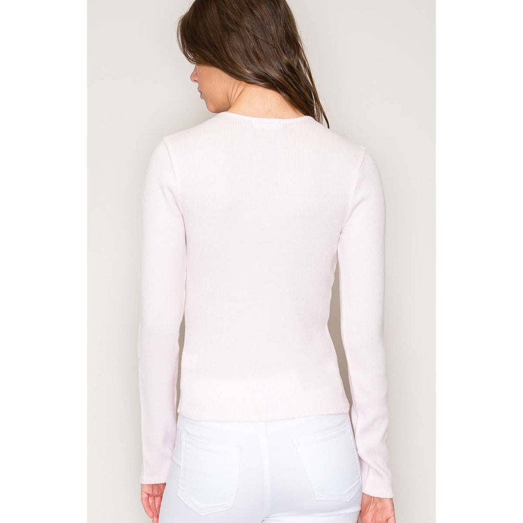 Crew Neck Long Sleeve Rib Top
