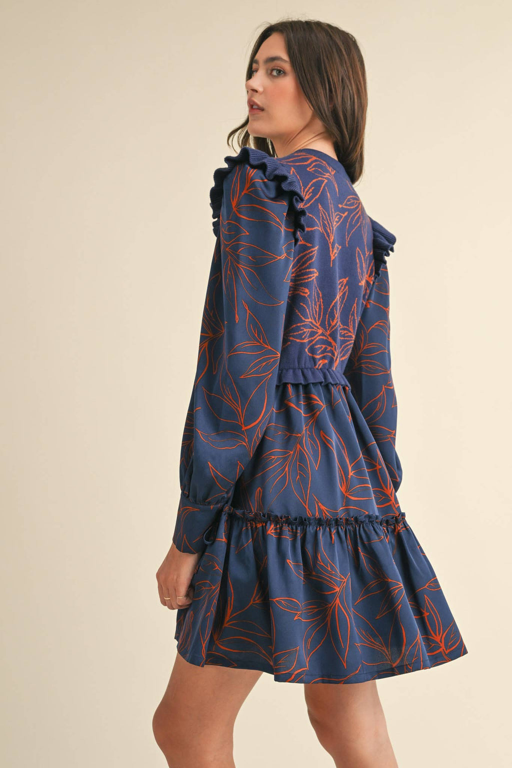 EXCLUSIVE PRINT MIXED MEDIA SWEATER DRESS
