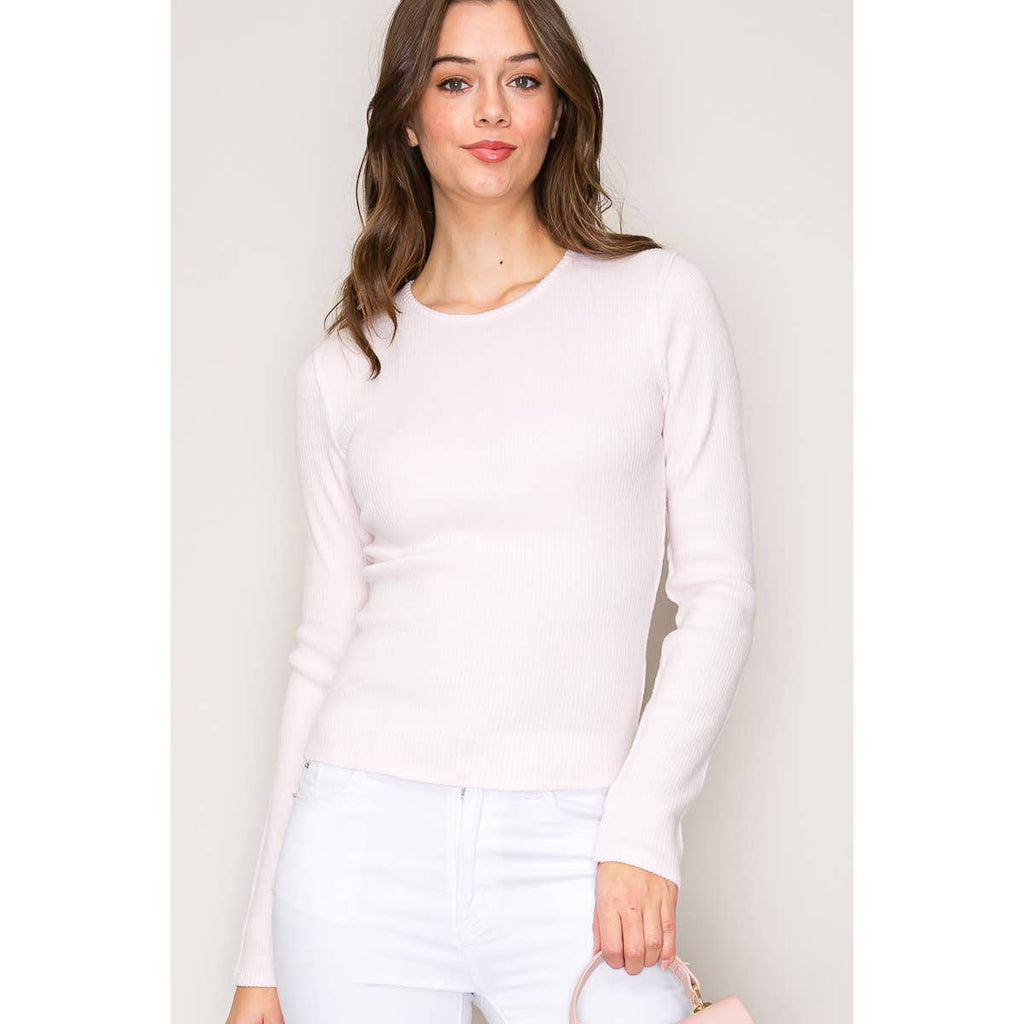 Crew Neck Long Sleeve Rib Top