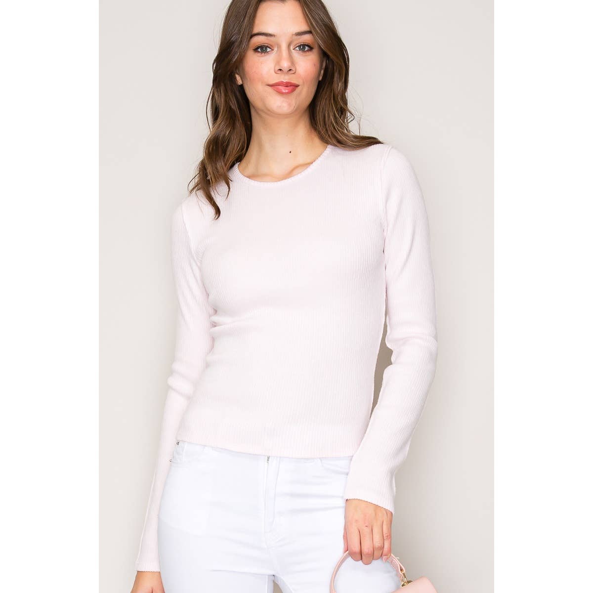 Crew Neck Long Sleeve Rib Top