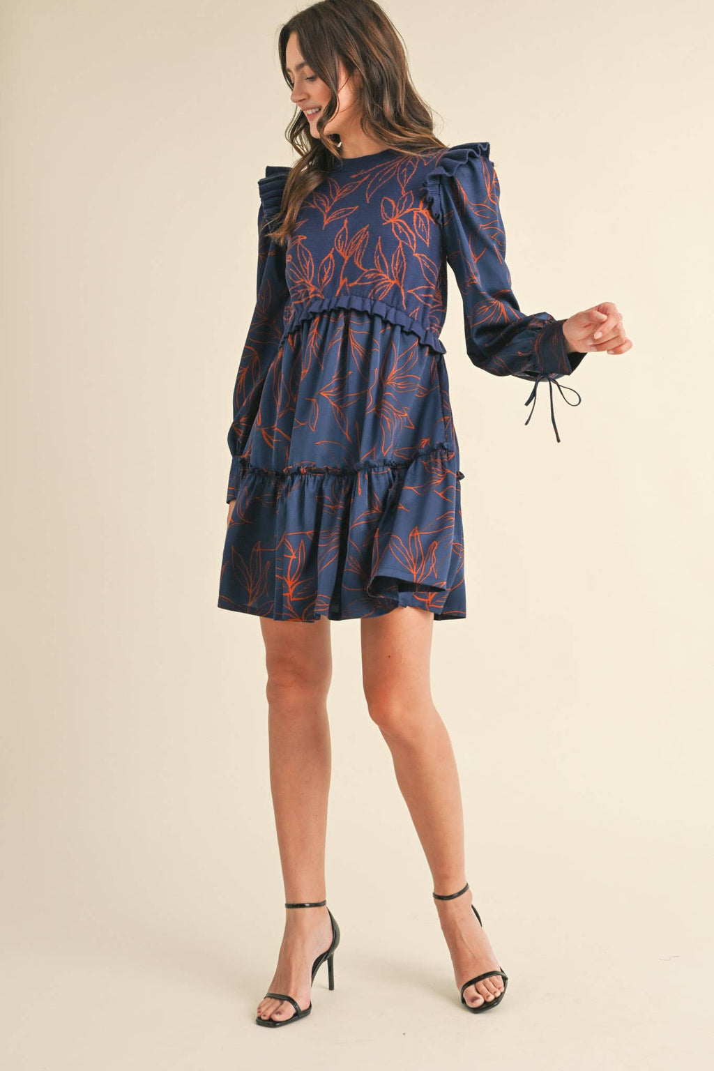 EXCLUSIVE PRINT MIXED MEDIA SWEATER DRESS