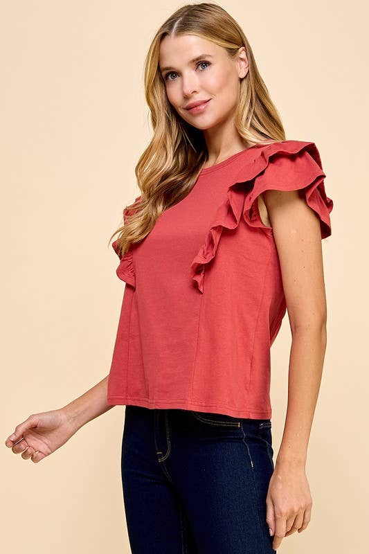 Ruffled Short Sleeve Top
