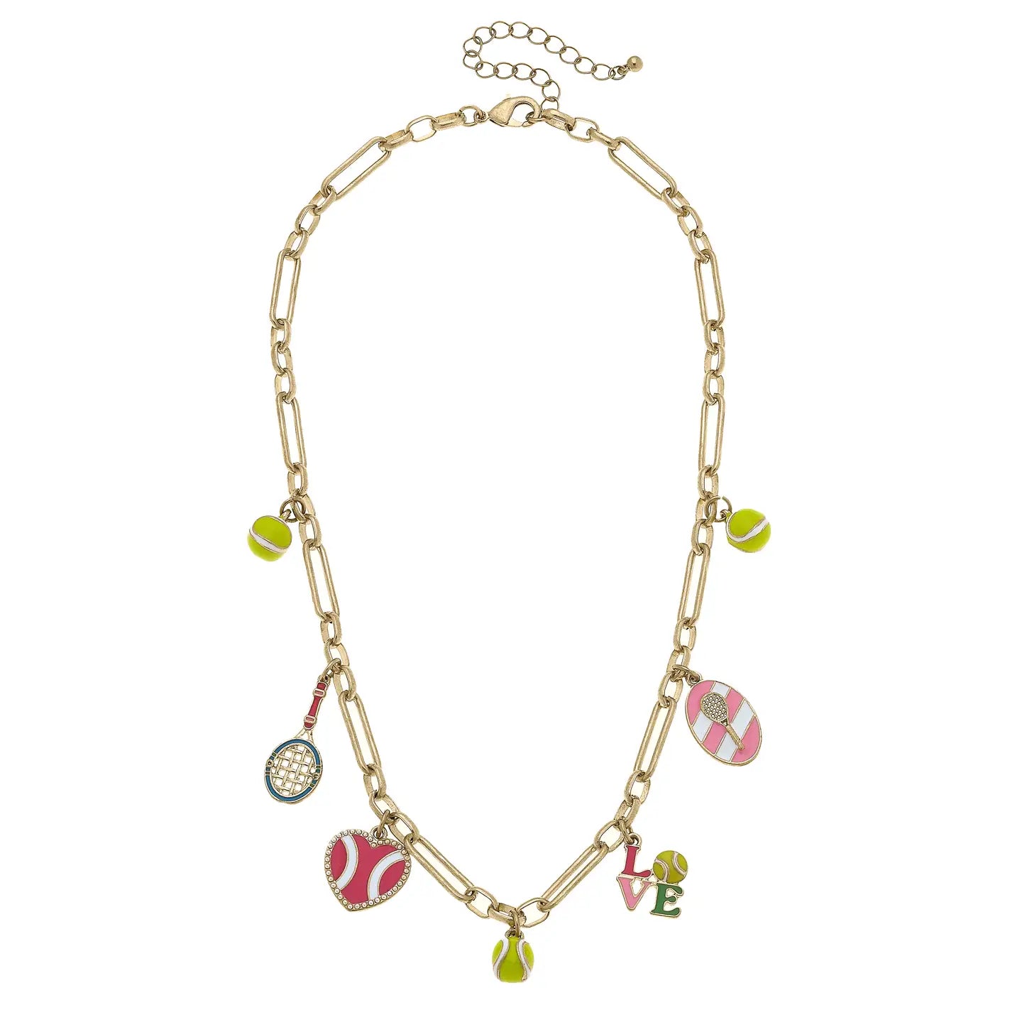 Challenger Tennis Enamel Charm Necklace