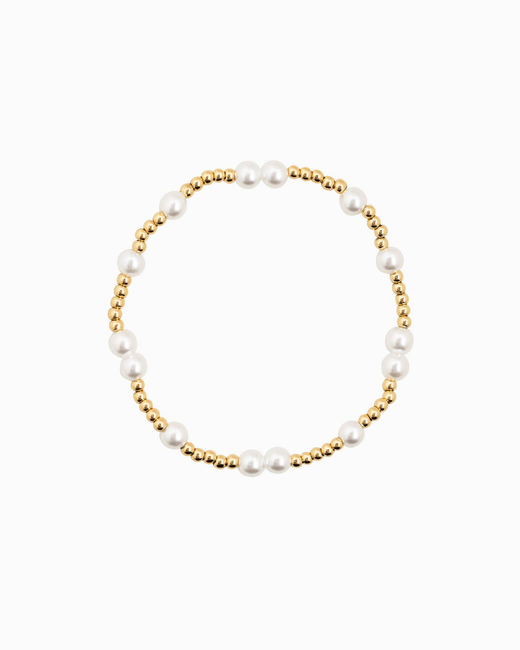 Unique Gold Ball Beaded Pearl Stretch Bracelet Set of 5