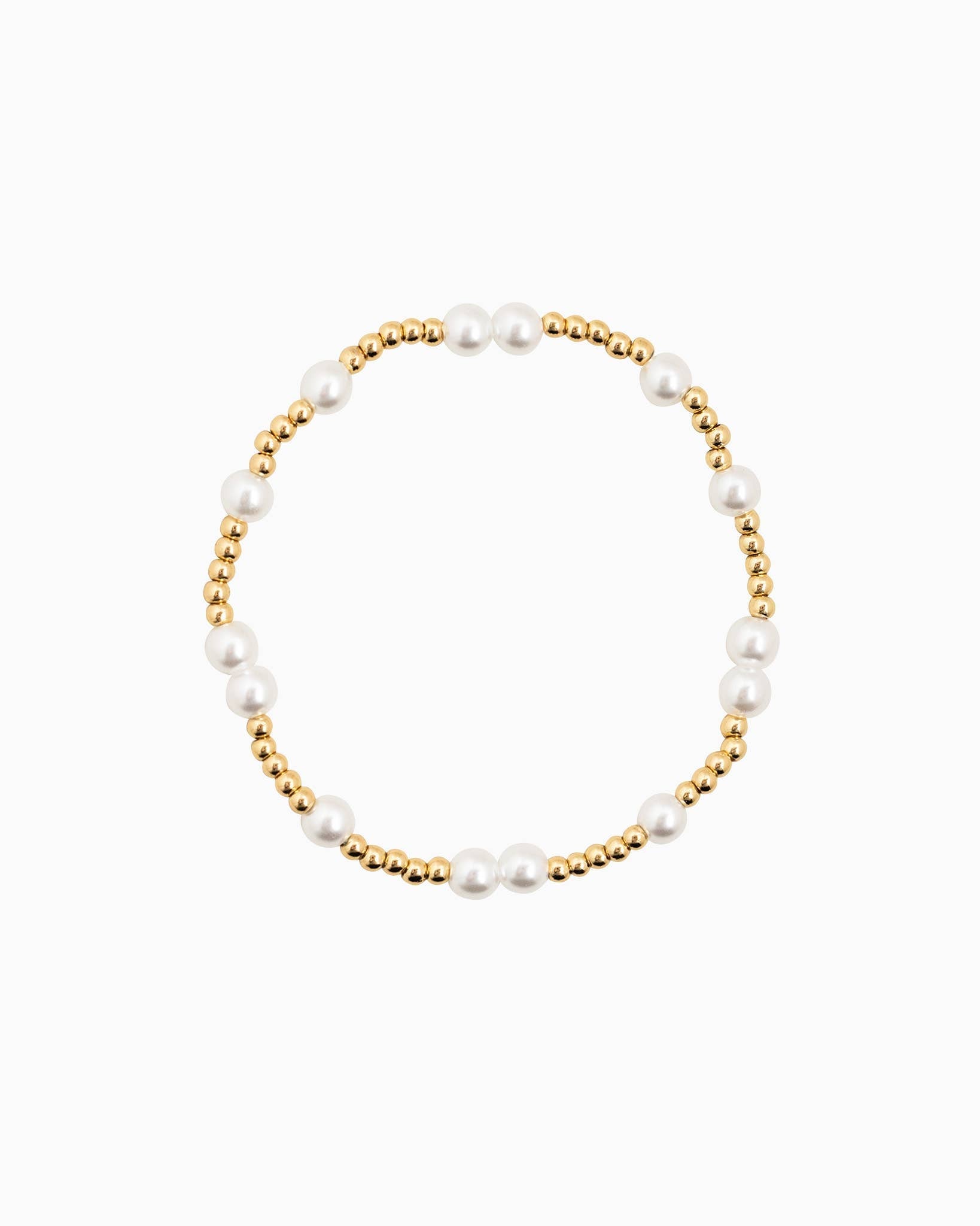 Unique Gold Ball Beaded Pearl Stretch Bracelet Set of 5