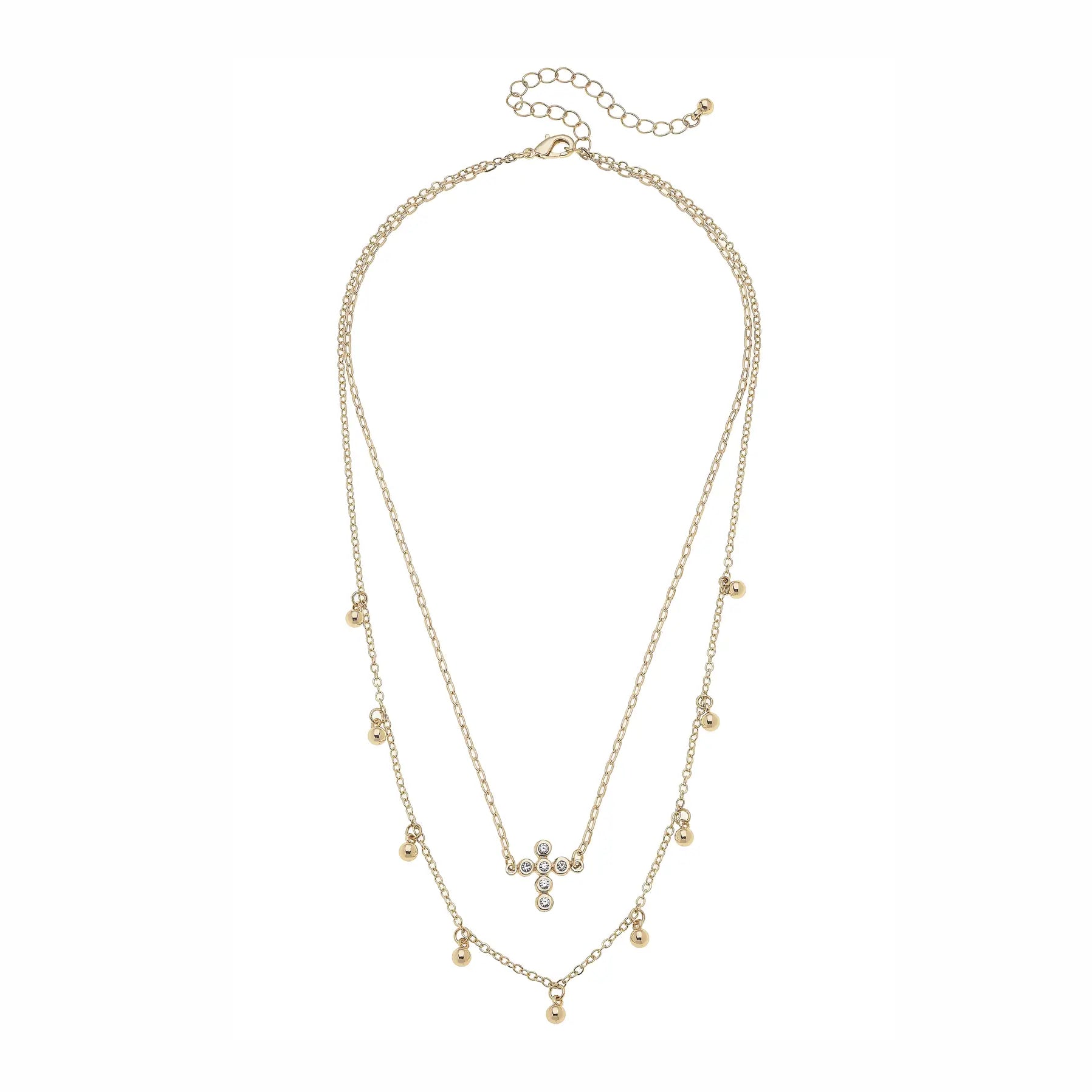 Elizabeth Pave Cross Layered Necklace