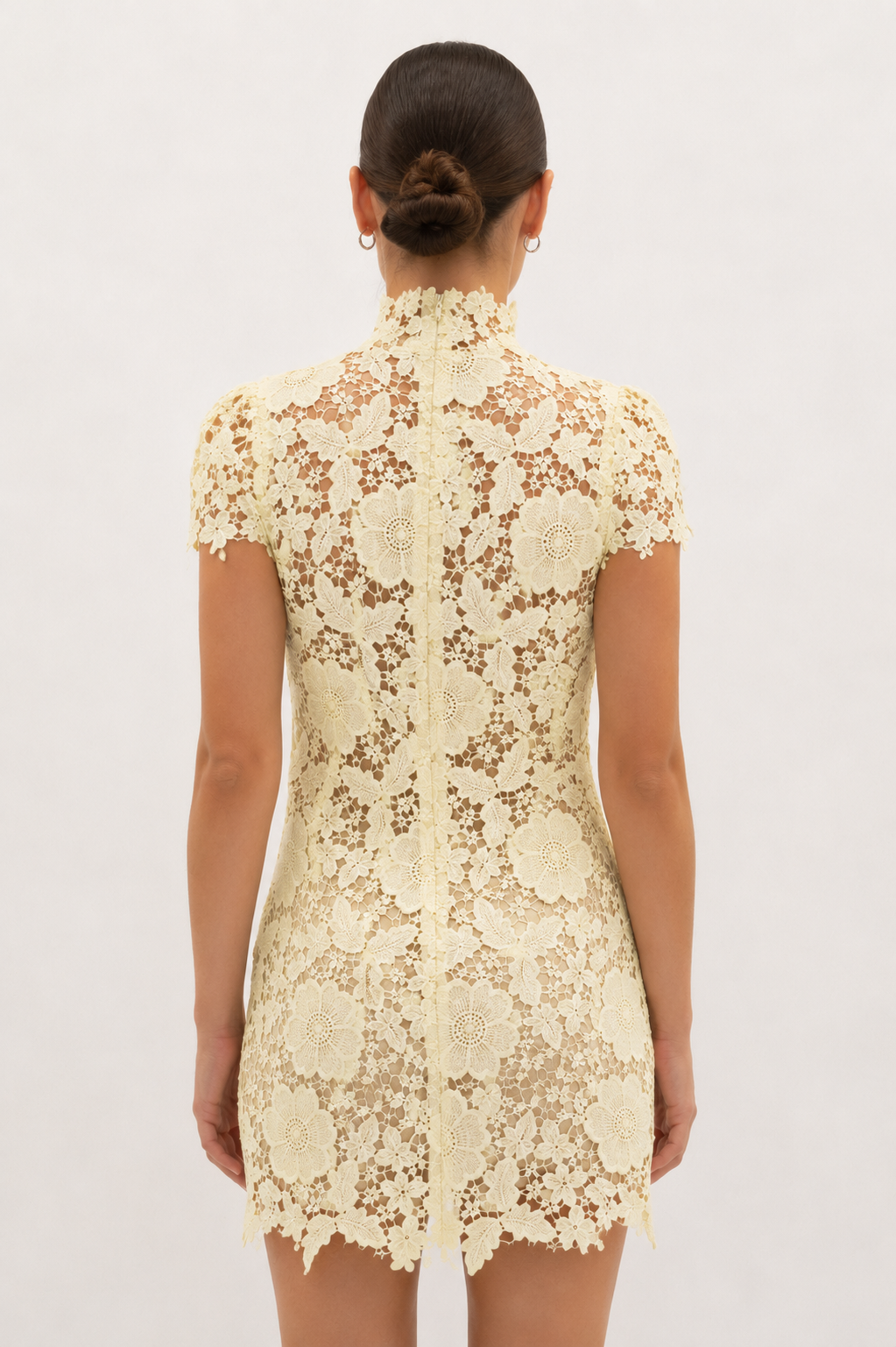 CAP SLEEVE LACE MINI DRESS