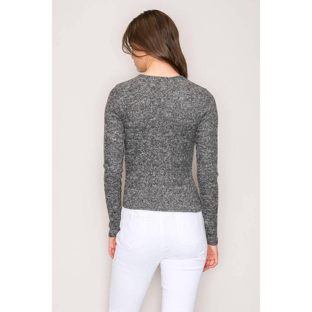 Crew Neck Long Sleeve Rib Top