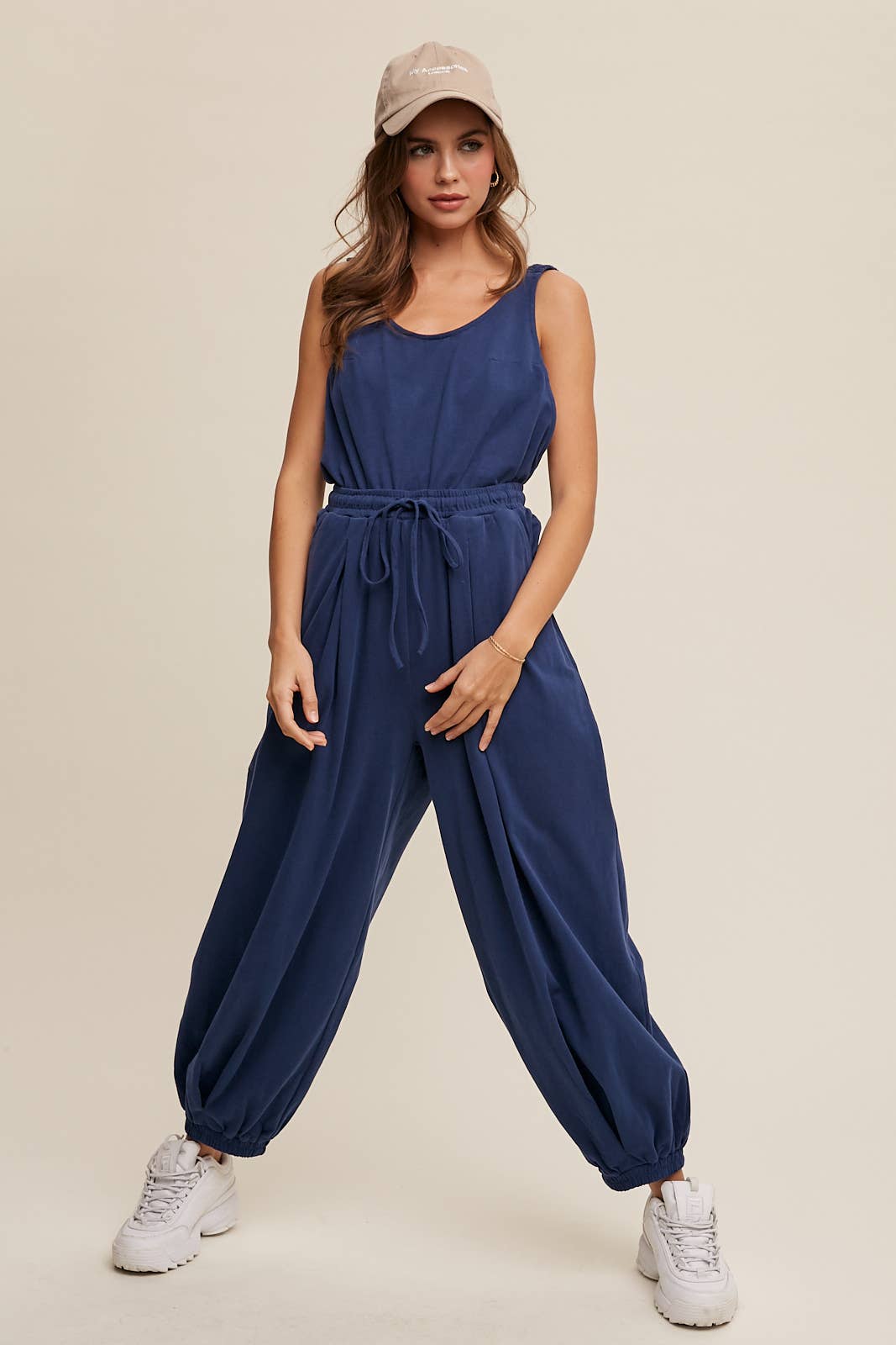 Open Back Cotton Knit Jumpsuit