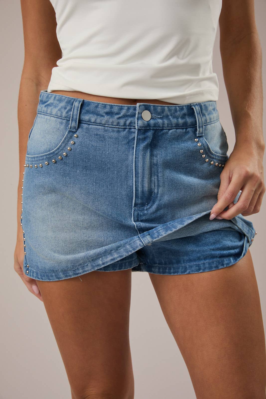 low rise denim skort