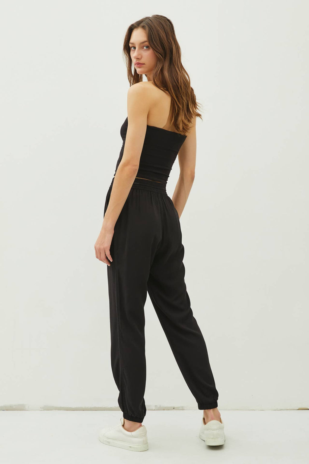 HIGH RISE ELASTIC DRAWSTRING JOGGER PANTS