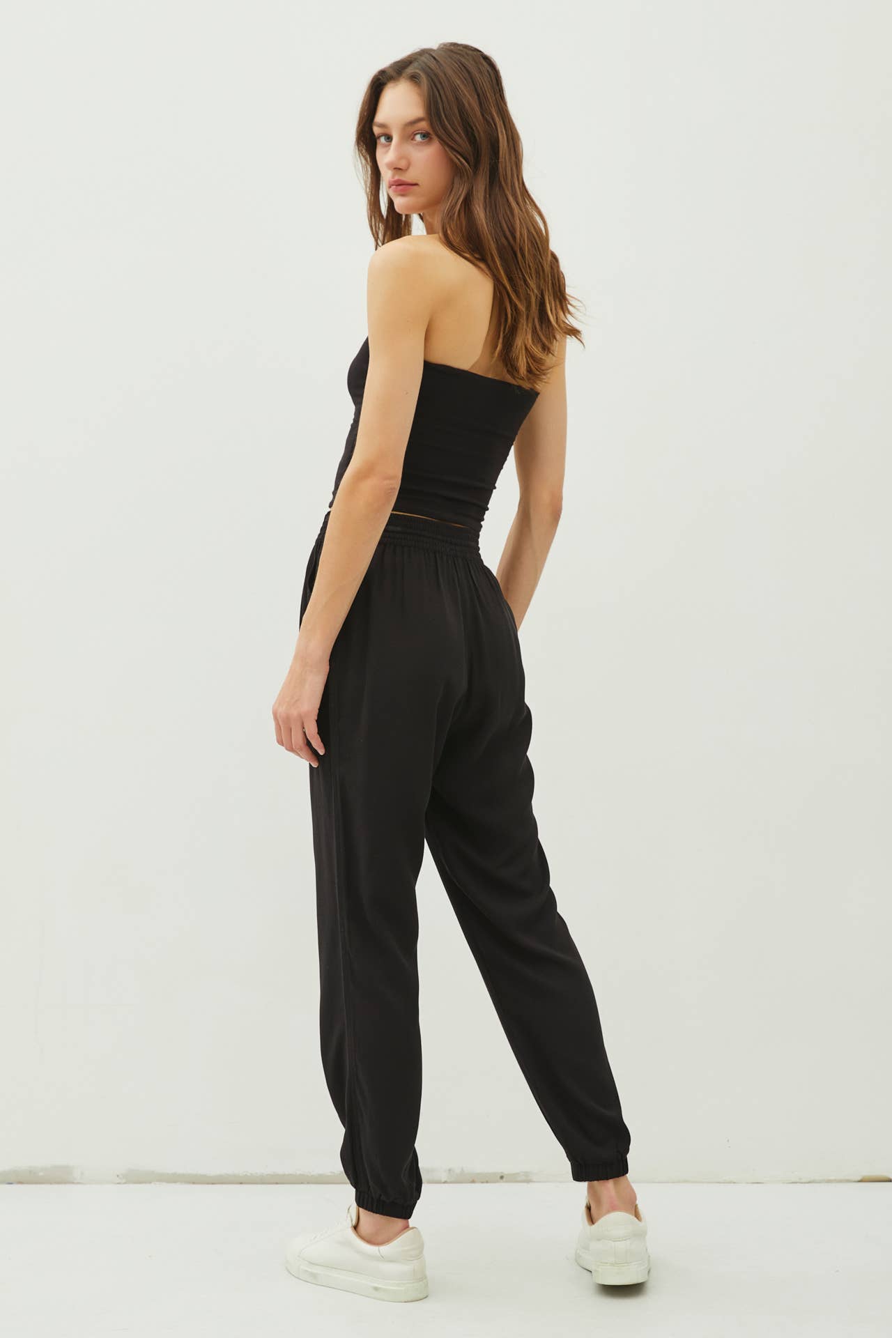 HIGH RISE ELASTIC DRAWSTRING JOGGER PANTS