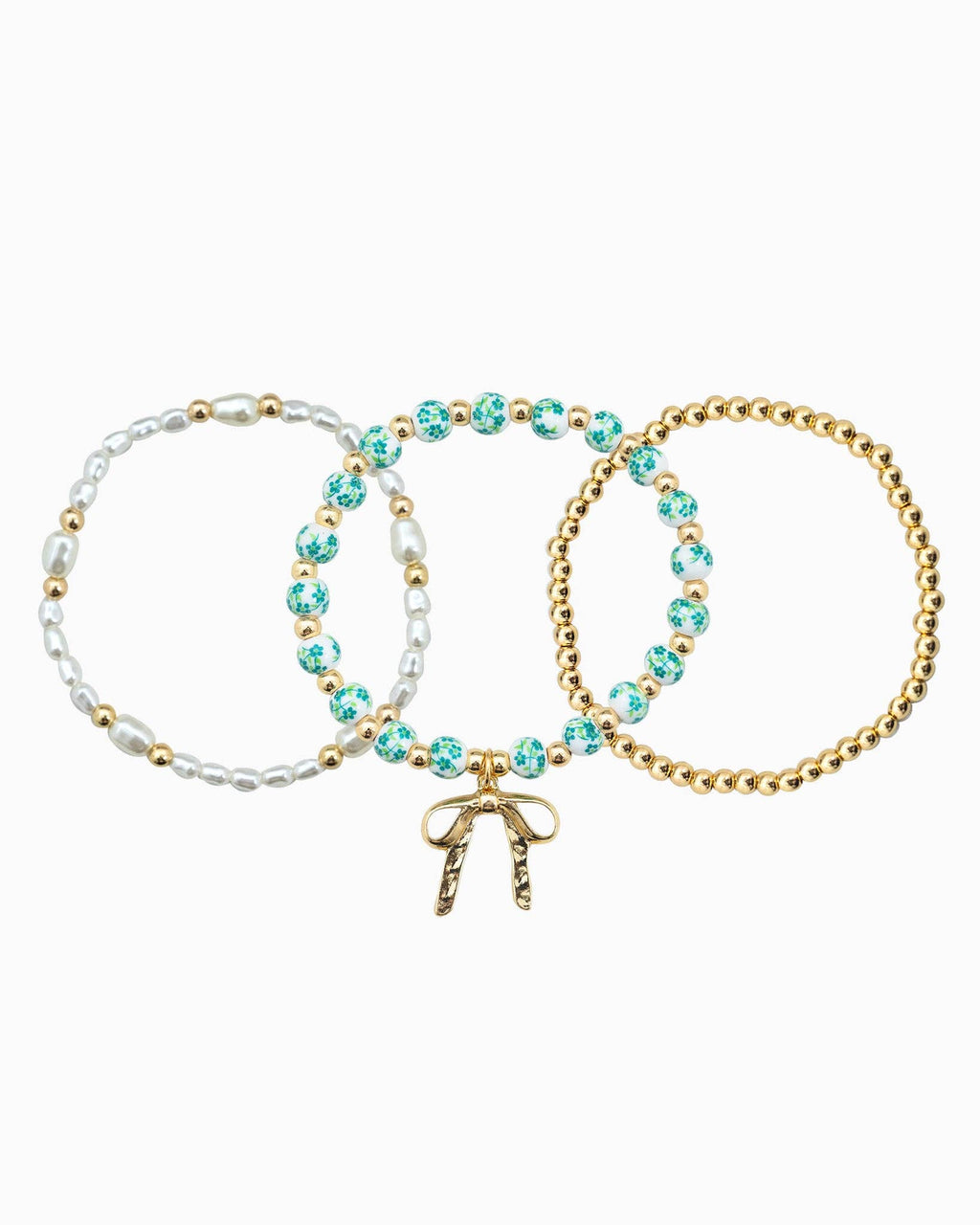 Ceramic Bead Stretch Bracelet Set of 3