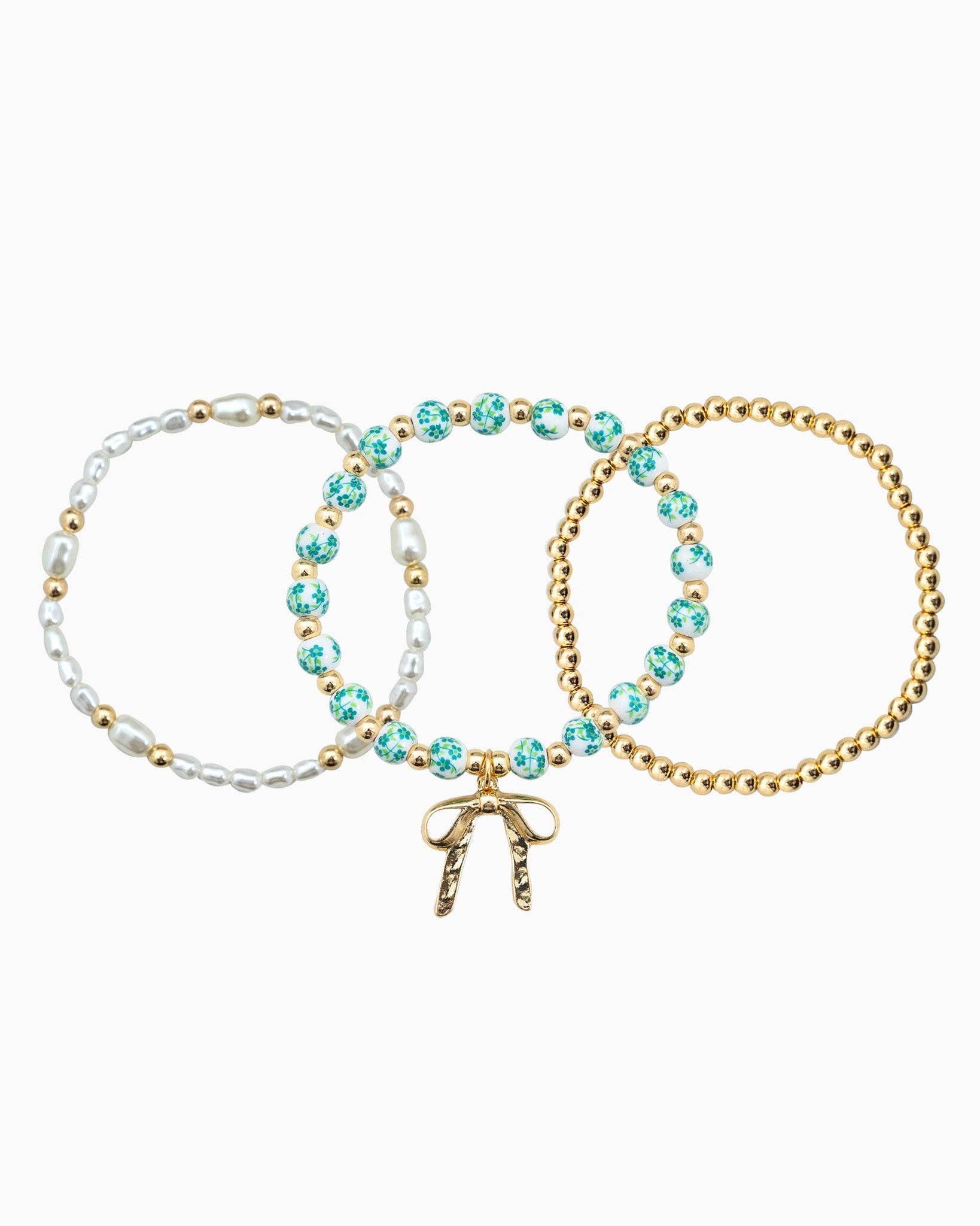 Ceramic Bead Stretch Bracelet Set of 3