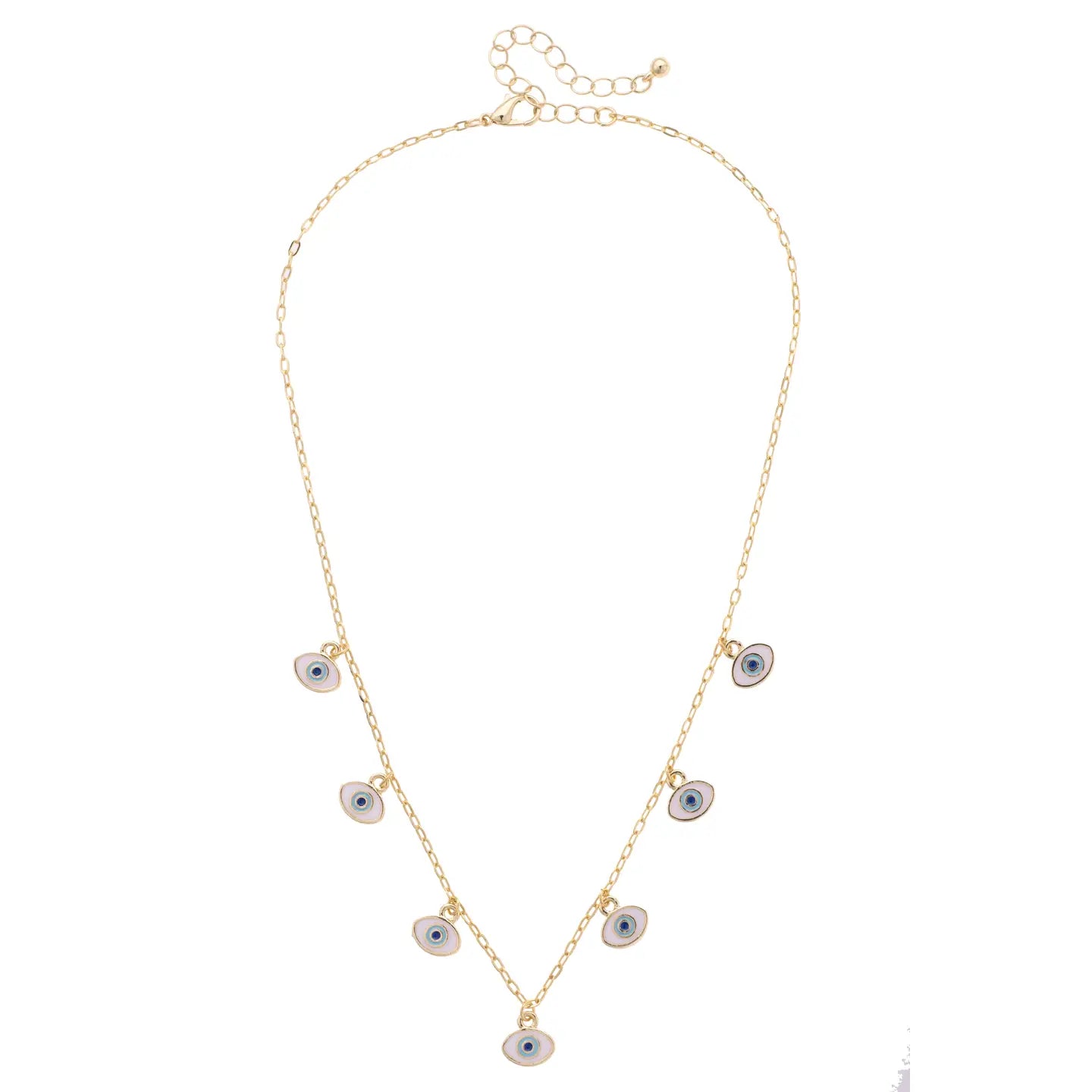 Evil Eye Charm Necklace in Shiny Gold